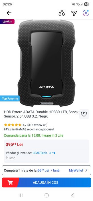 HardDisk Extern Adata 1tb