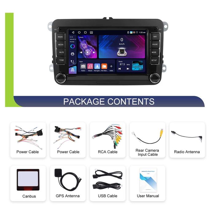 Navigatie Carplay 4GB RAM Volkswagen Golf Passat Skoda Seat