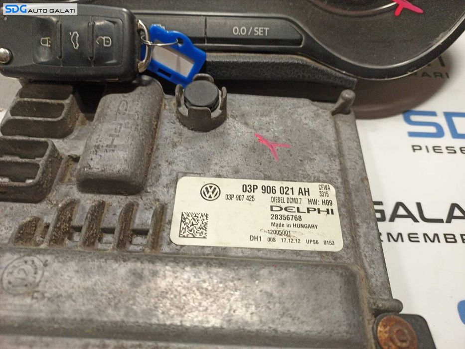 Kit Pornire ECU Calculator Motor Imobilizator Ceas Ceasuri Cluster Instrumente Bord Volkswagen Polo 6R 1.2 TDI CFW CFWA 2009 - 2017 Cod 03P906021AH 03P907425 [L0992]