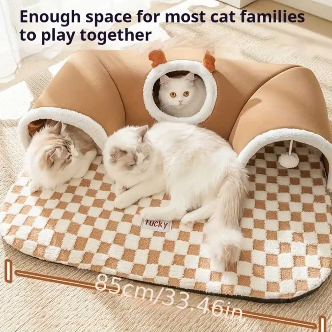 Интерактивный Игровой Коврик для Кошек с Входом в Туннель Нескользящий