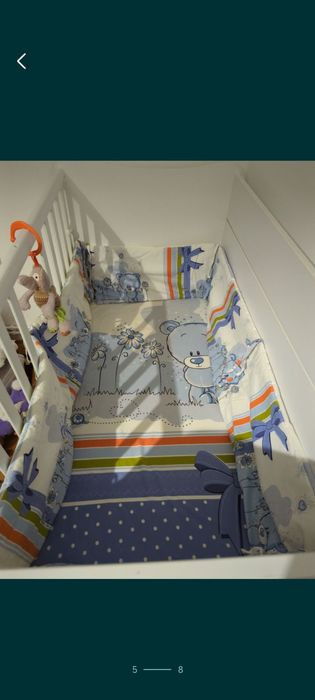 Lenjerie de pat bebe 2 bucăți fiecare are 5 piese.
Set lenjerie din bu