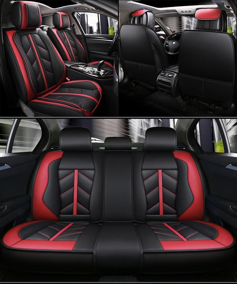 Луксозни кожени калъфи за автомобил sport модел , цвят черно с червено