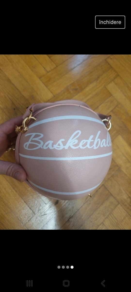 Geanta in forma de minge de baschet , Geanta Bascketball Roz