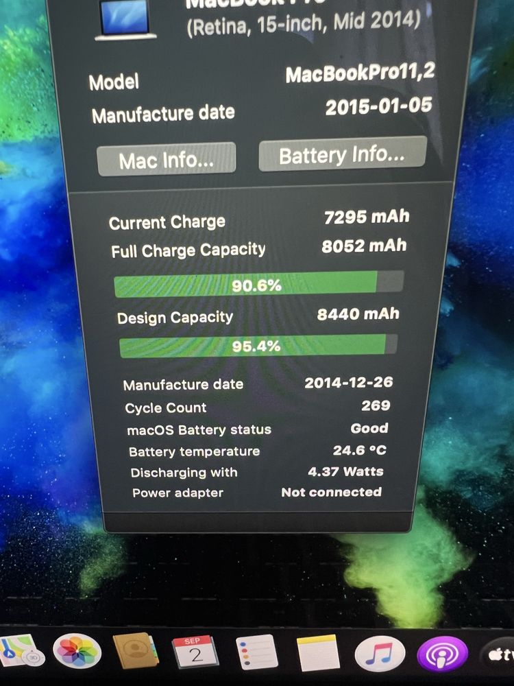 Macbook pro 15 Retina 2014 i7 16gb 512 nvme
