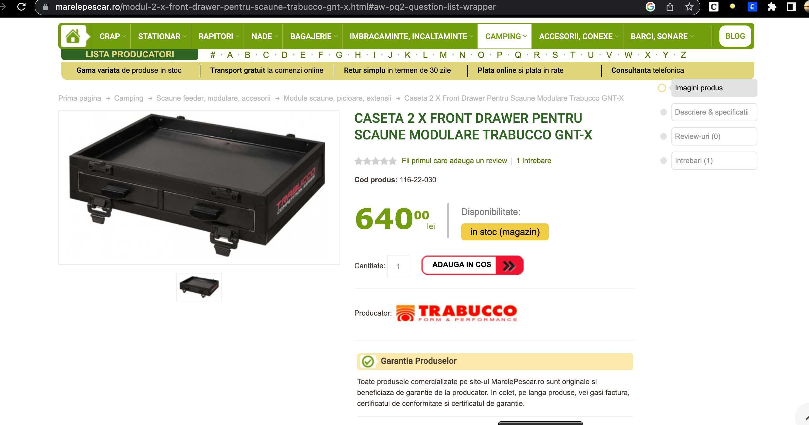 Caseta 2 X Front Drawer Pentru Scaune Modulare Trabucco GNT-X