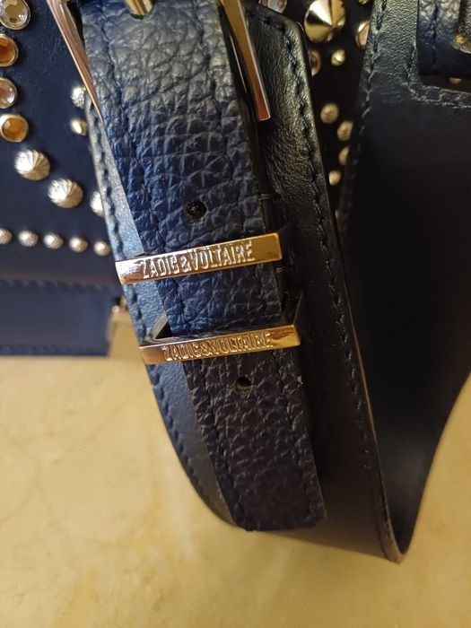 Geanta piele bleumarin Zadig & Voltaire