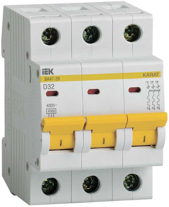 Автоматический выключатель ВА47-29 3P D 32А 4,5кА IEK
