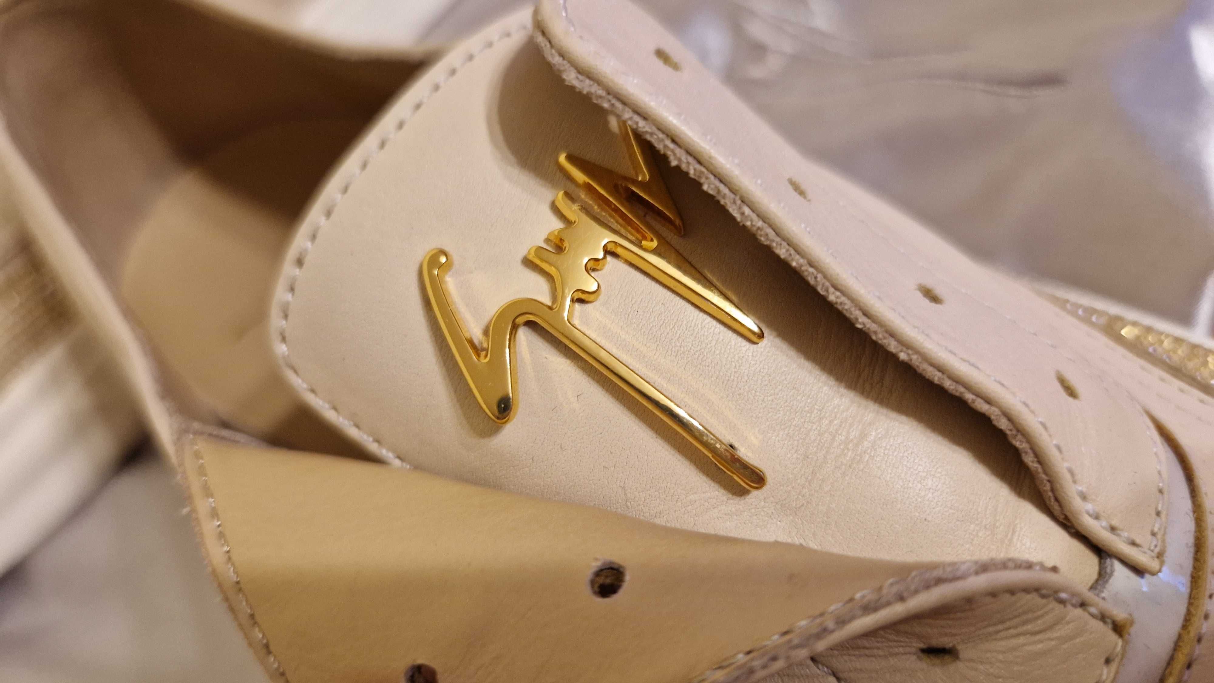 Pantofi Zanotti Beige Leather Slip On Women's 39