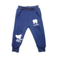 Pantaloni trening imblaniti baieti | Pantaloni bleumarin BE HAPPY