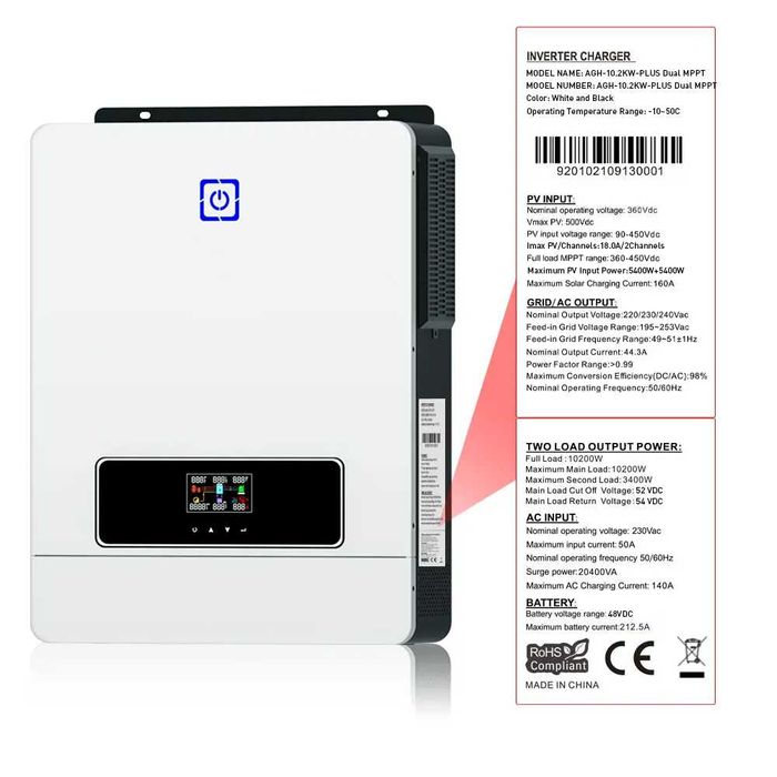 Hibrid Invertor on/off grid Daxtromn AGH 10.2Kw 10200W 48V, wifi