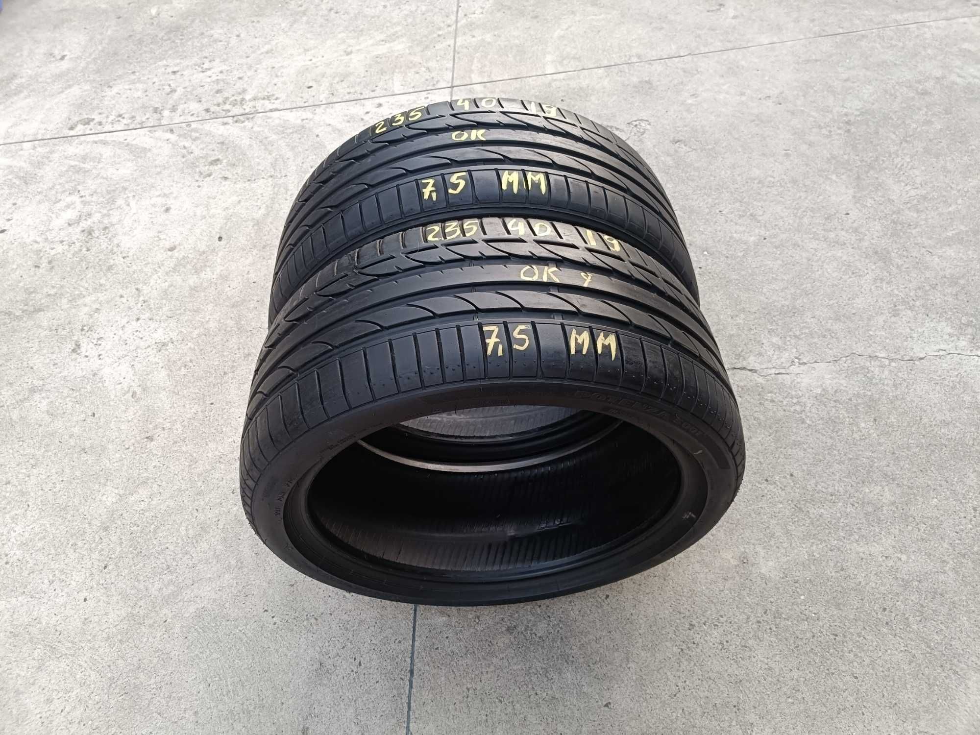 Doua anvelope vara 235 40 19 bridgestone potenza S001 profil 7,5 mm