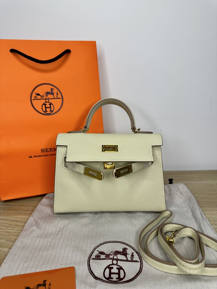 Geanta de lux HERMES Kelly 19 cm piele naturala 100% cadou