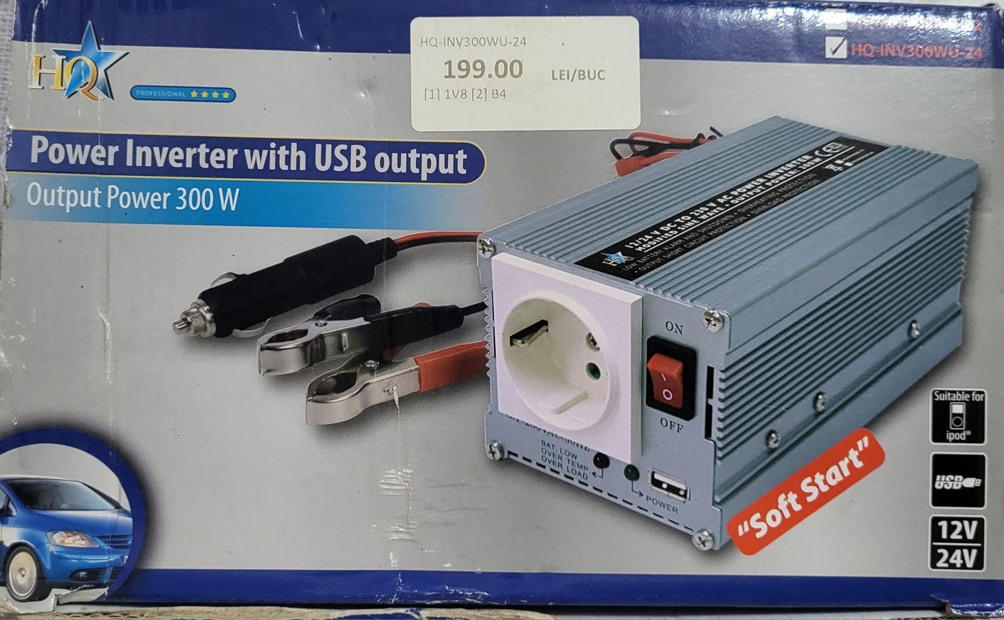 Power Inverter with USB output 300W 12V 24V în stare foarte bună