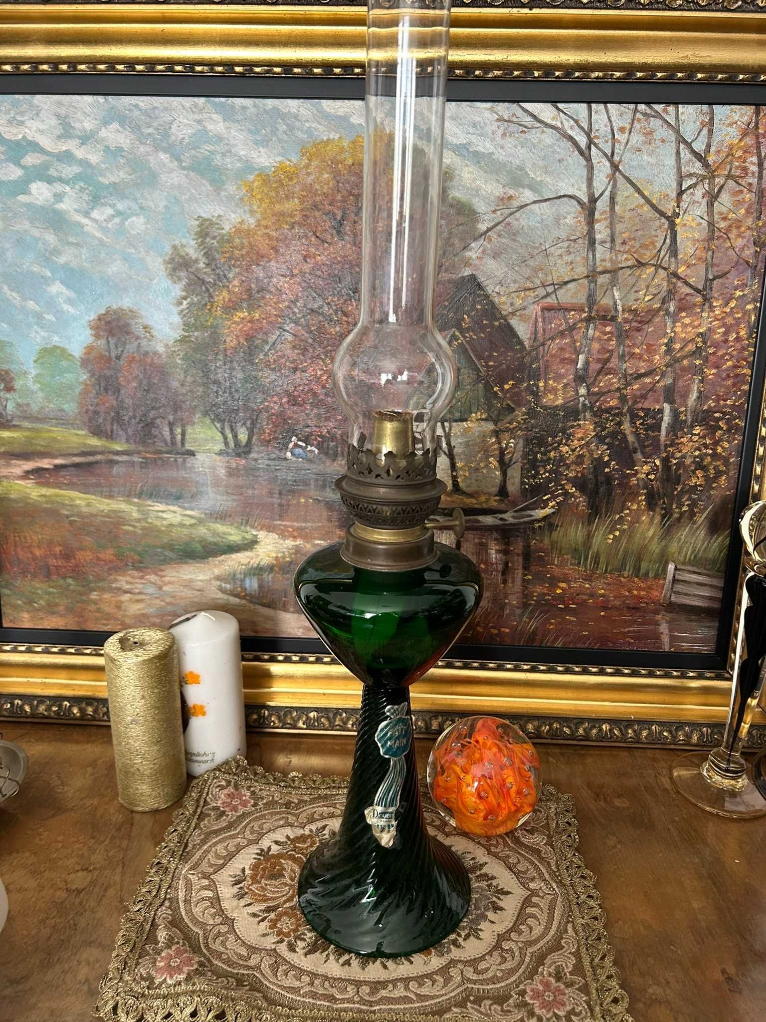 DN884 Superba lamba de sticla petrol 57cm inaltime si 13 cm d