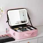 Geanta de machiaj | portfard make-up cu oglinda iluminata LED