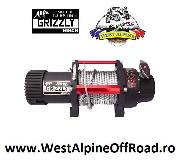 Troliu auto Grizzly Winch 8500lbs cu cablu de otel (Forta: 3.855kg)