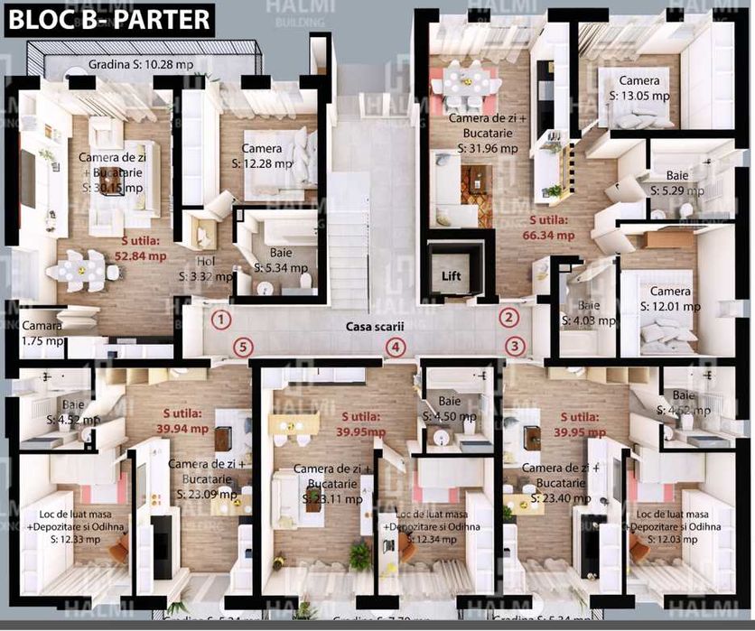 Apartamente semi-finisate  1, 2, 3 camere   Halmi Building