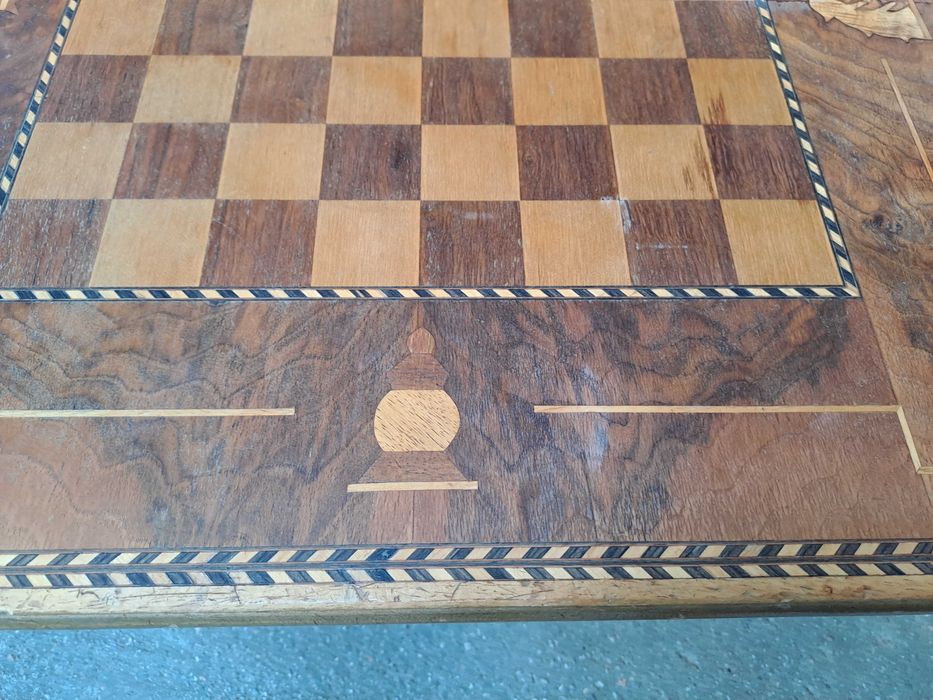 masa de sah lemn intarsie 67/67 cm