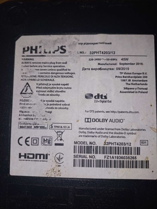 Display pt tv led Philips,80cm,32PHT4203/12,HD