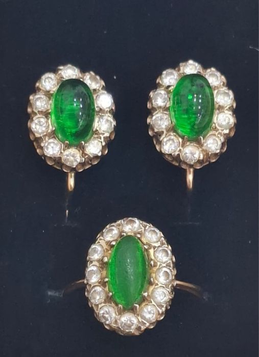 Set Cercei si inel aur 14k Rusia