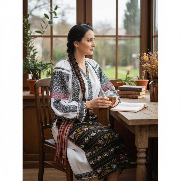 Costum popular vechi lucrat manual masura M-L , port popular Oltenia