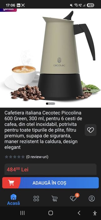 Cafetiera italiana din otel inoxidabil