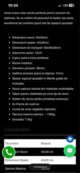 Scaun complet pescuit feeder.
