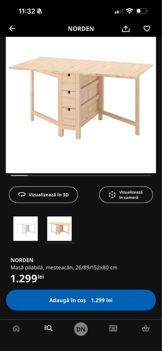 Masa pliabila + scaune Norden Ikea | 4 scaune Knisa gri
