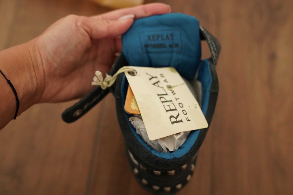 Sneaker cu talpa Wedge, Replay Blue Jeans