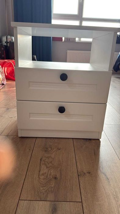 Тумба прикроватная белая с двумя ящиками