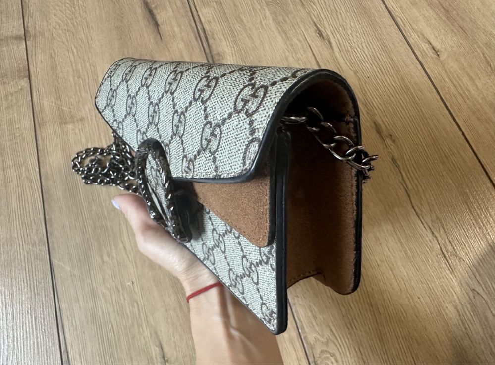 Чанта естествена кожа Gucci mini