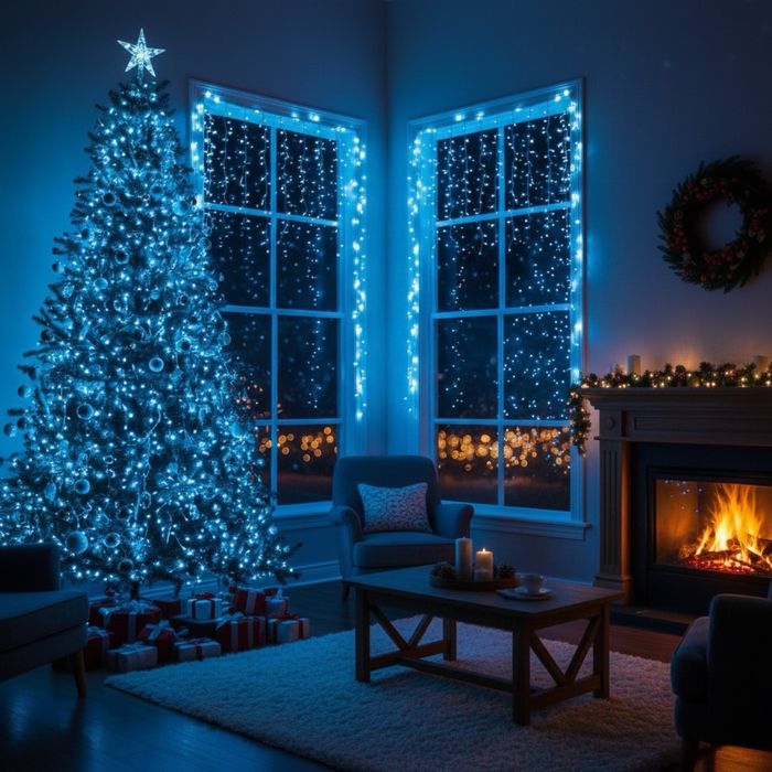 Instalatie Craciun Beculete 50M 500 LED Albastru Exterior\Interior