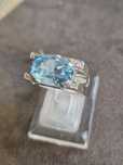 Inel aur 14k cu Diamante si Aquamarin