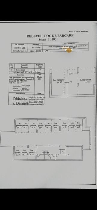 Ofer spre inchiriere loc parcare subteran Pipera