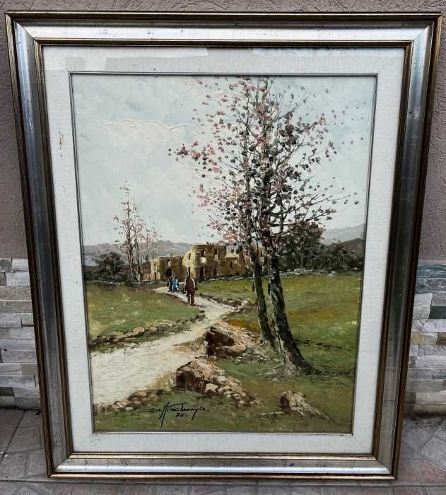 Superba pictura impresionista-semnata-Toamna rurala-Italia