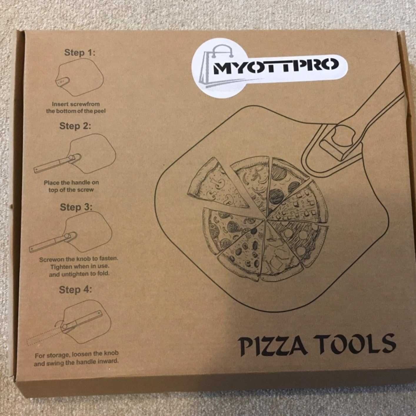 MYOTTPRO Алуминиева кора за пица, Включен скрепер и четка