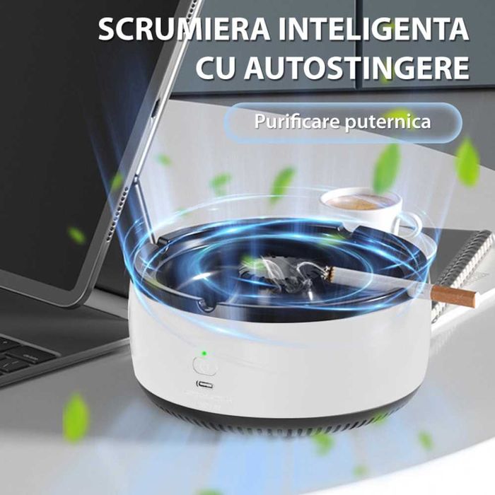 Scrumiera Inteligenta cu Purificare a Aerului, pentru un Aer Mai Curat