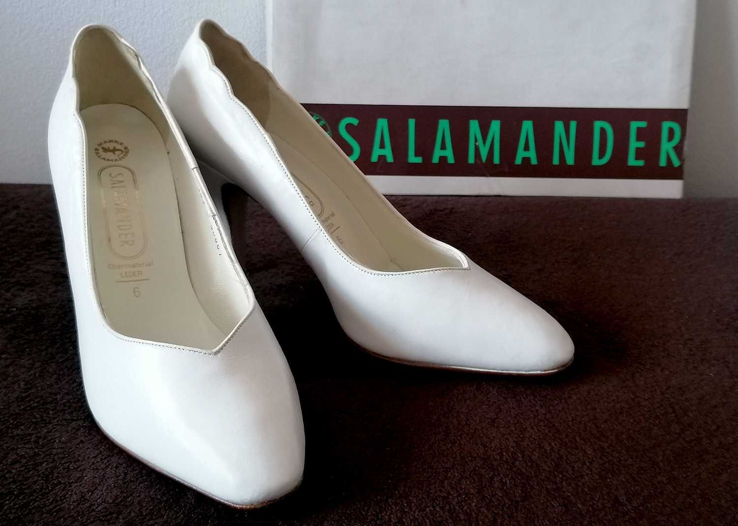Бели официални кожени обувки Salamander № 39, UK 6 - нови
