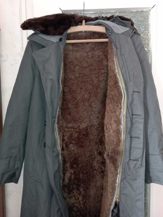 Мъжка шуба с подплата от агнешка кожа -  военна /габина/
