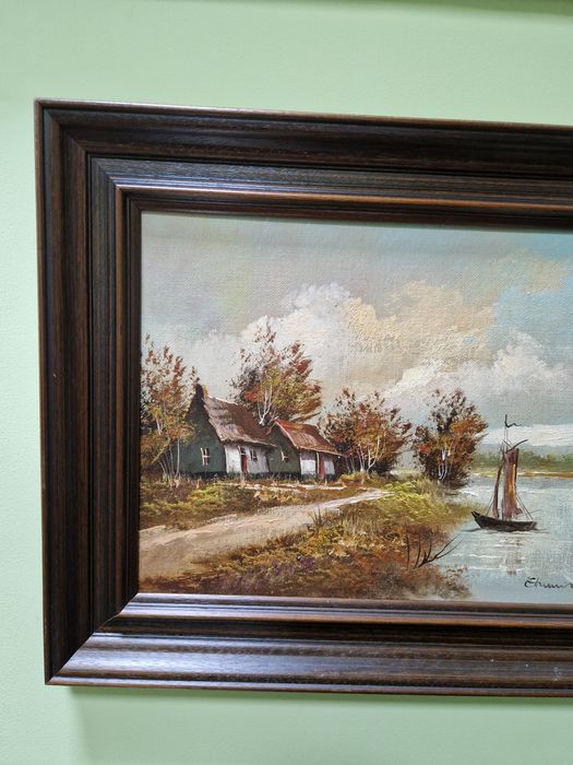 Уникална антикварна авторска белгийска картина масло върху платно