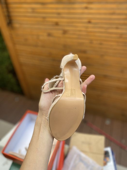 Sandale bej  noi nr 40 cu perle si pietre - livrare gratuita