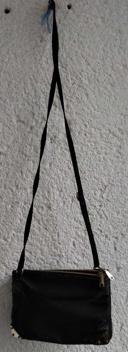 Geanta piele naturala, neagra, dimensiuni 41 x 22 x 13 cm + poseta