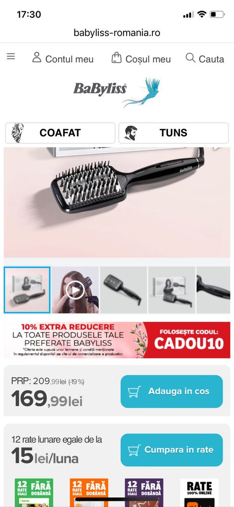 Perie electrică pentru îndreptat părul Liss Brush BaByliss