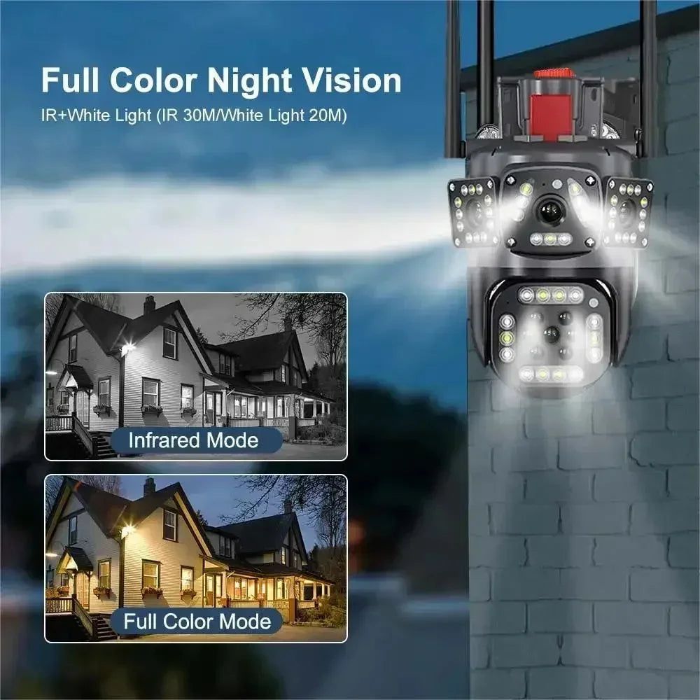 Camera Supraveghere Wireless 16 Megapixeli cu 4 lentile si alarma Noi!