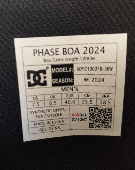 DC Phase BOA 2024 сноуборд обувки. 255, 40 номер.