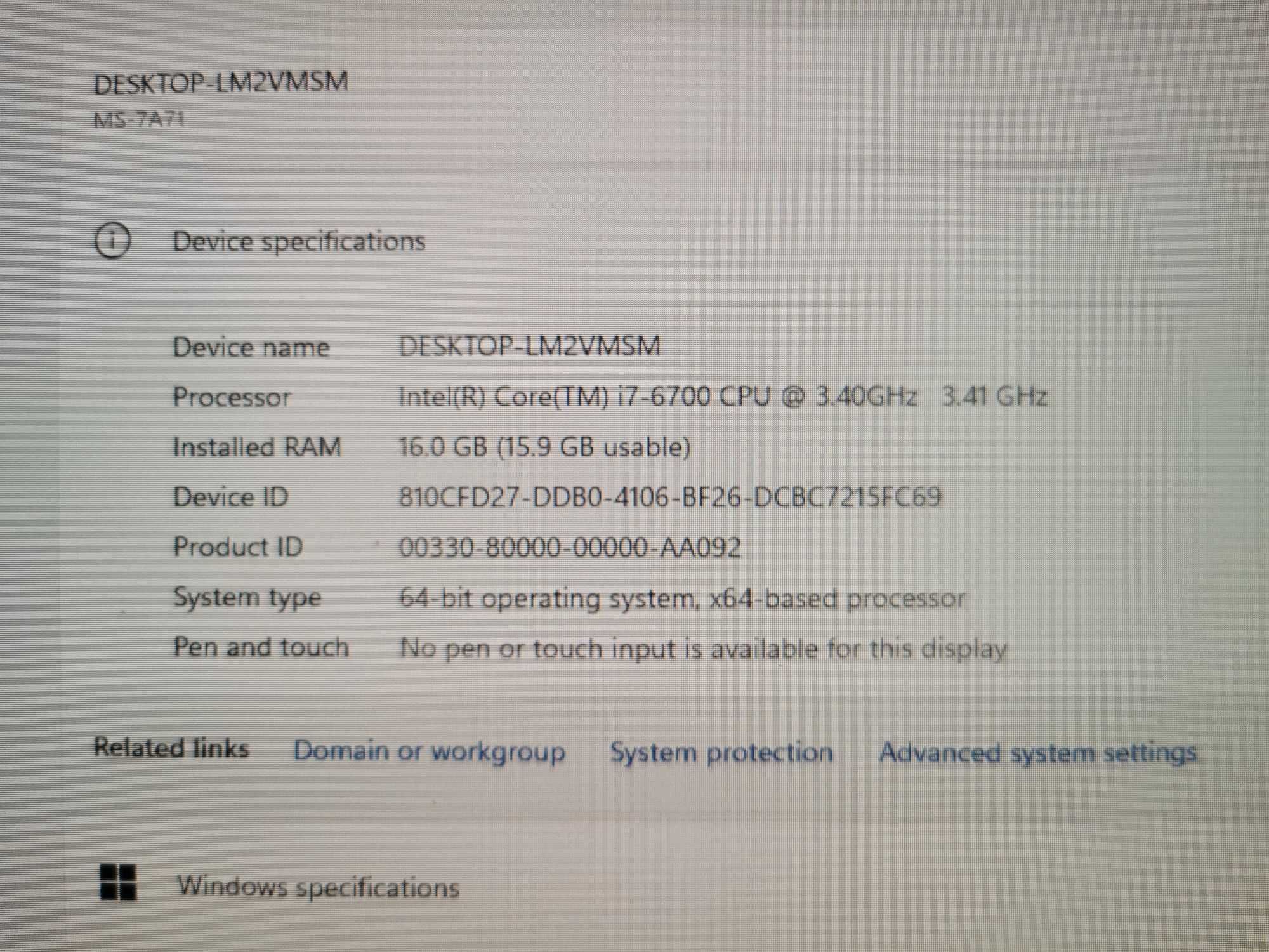 PC i7 6700 16gb ddr4 NVIDIA GeForce GTX 745 4gb