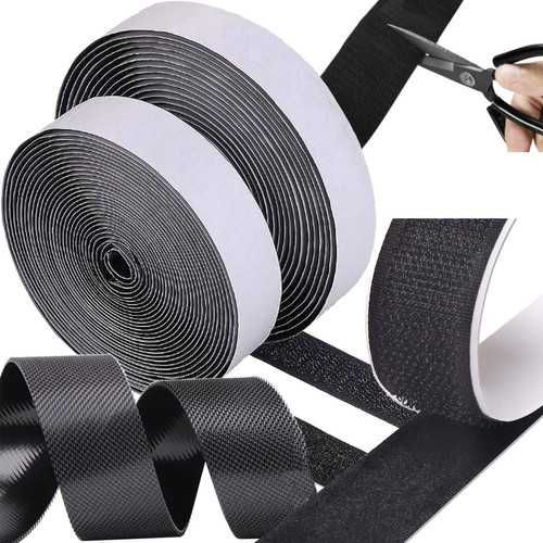 Banda dublu adeziva velcro 5 m x 2,5 cm neagra