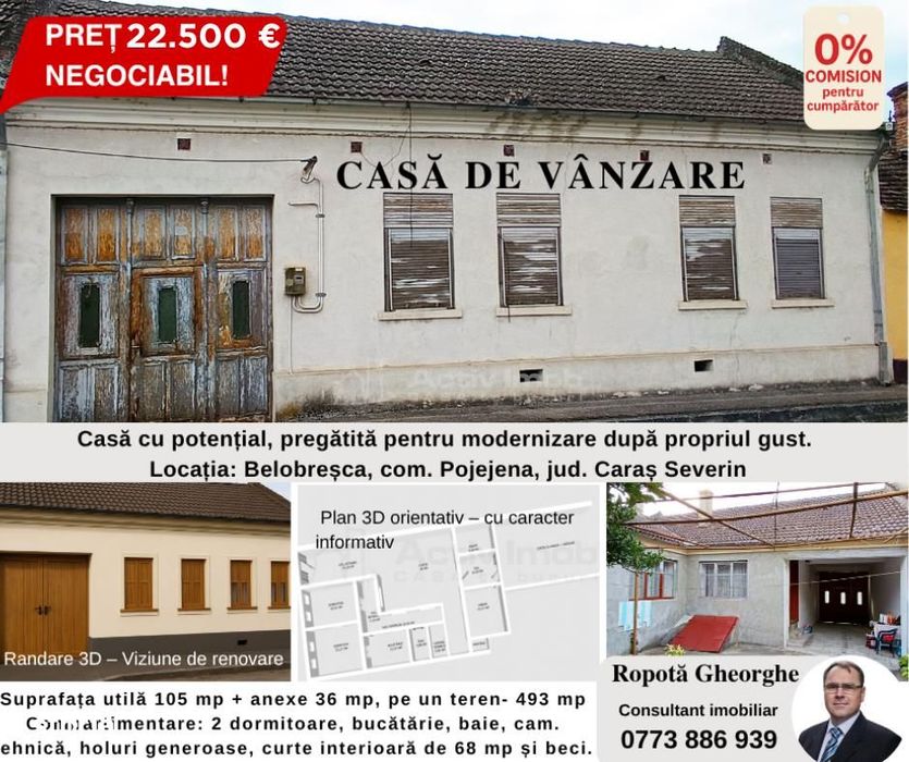 Casa 2 Camere Belobresca (493 Mp)