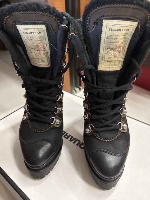 Кожени боти на ток и платформа Dsquared