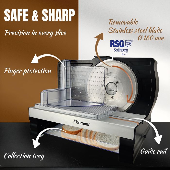 Feliator de pâine Bestron cu lamă din oțel inoxidabil RSG,